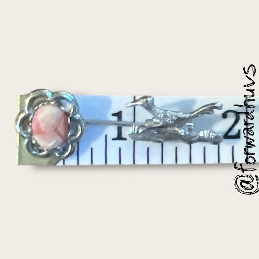 Roadrunner & Cameo Stick Pin – Silver Tone